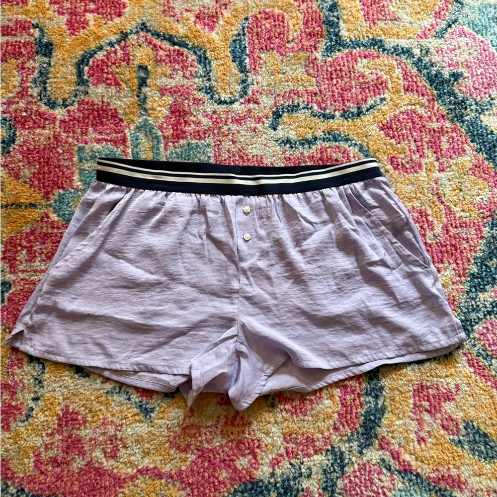 Aerie Lavender Pajama Shorts with Black Waistband